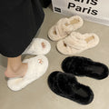Influencer-approved chunky platform fuzzy slippers - women's new autumn/winter outdoor & indoor plush cotton slippers