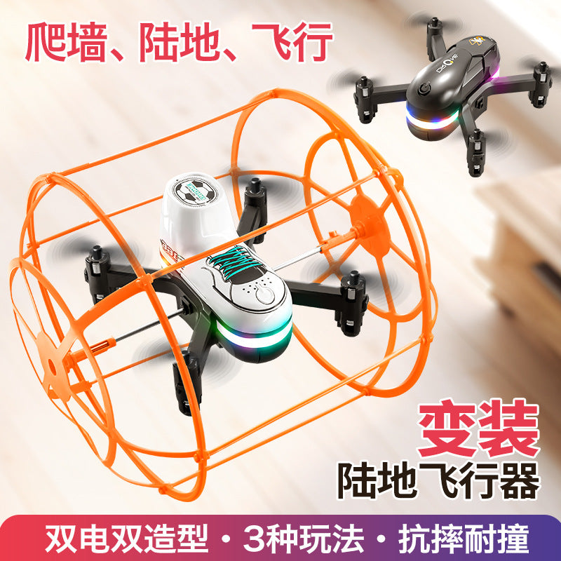 S166 remote control crawling drone football aircraft anti-collision and drop-resistant children's light-up model aircraft remote control plane with dual batteries