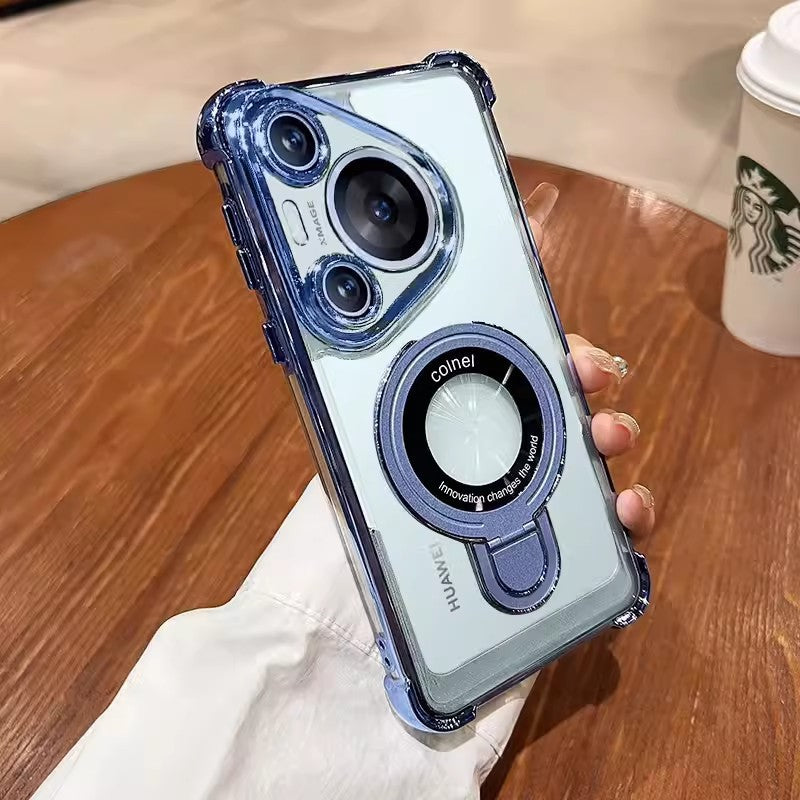 Huawei pura80 electroplated four corners suitable for honor magic8 gradient magnetic shield holder mobile phone case mate70