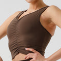 sexy ruched sports bra - wearable as outerwear, with padded cups, eco-friendly recycled materials, high-impact workout bra for women
