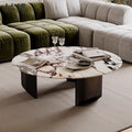 Italian minimalist living room coffee table, natural marble luxury stone round coffee table, suitable for small and large apartments, light luxury high-end home use
