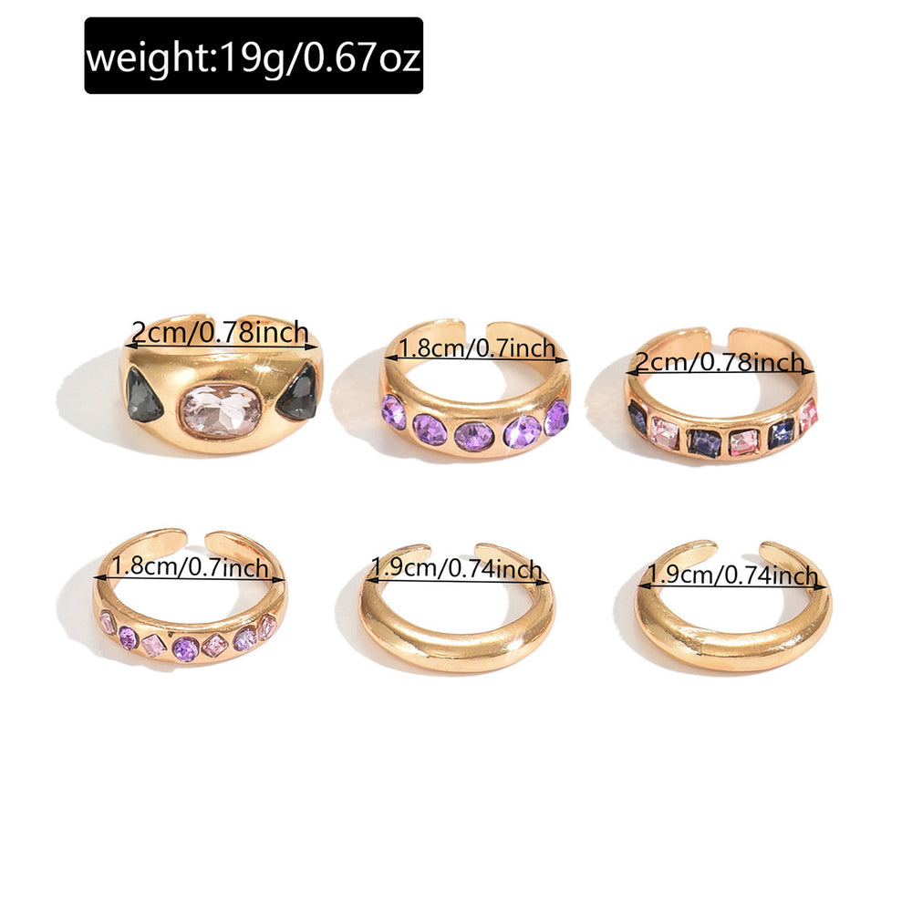 European and american cross-border fashion geometric diamond-studded irregular ring set, metallic smooth finish finger rings, ring accessories for women