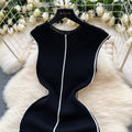 Elegant goddess style classy sense of knittingdress female sense of designniche style silmslimming lookelegantcontrast color hip skirt