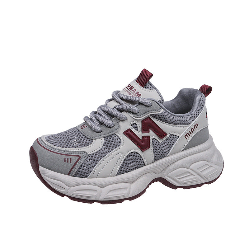 Chunky platform sneakers for women, 2026 new autumn hot style, breathable mesh casual athletic shoes, lightweight running white shoes