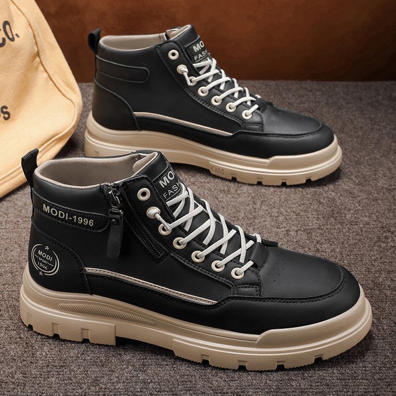 Boots for men 2025winternew arrival high-top casual white sneakers leather thick soleworkwear boots for men