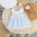 Infant and toddler summer sleeveless lace collar doll dress, stylish baby girl vest princess-style dress, summer romper