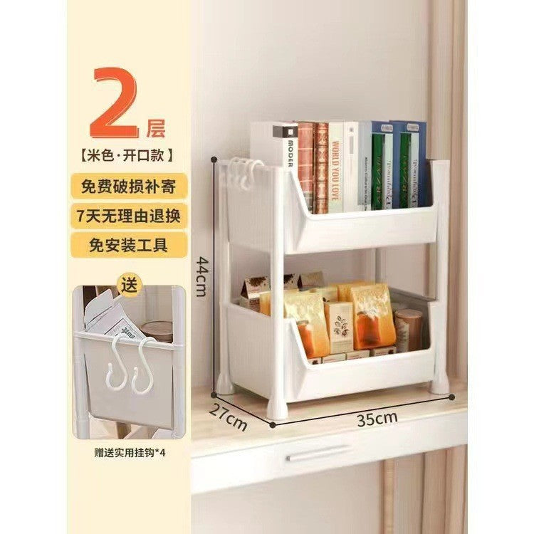 School bag storage rack, movable trolley, book storage rack, for home, multi-layer student bag storage under the table, pulley cabinet