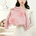 Girls' sweater set - new autumn/winter  collection: stylish floral print crewneck knit top & korean-style princess tutu skirt