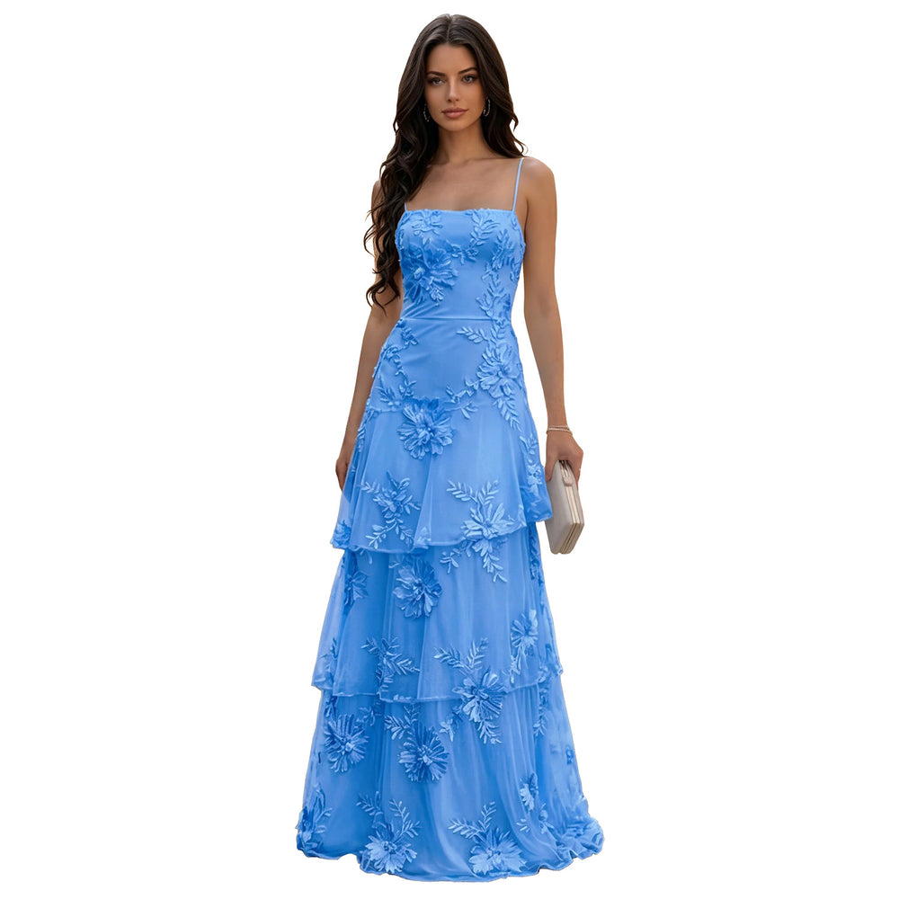 C7710 cross-border   fashion women's sexy mesh suspender floral dress