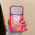 Milky white blue frame transparent large window rainbow heart smiley face english mobile phone case suitable for apple 17 anti-fall protective cover