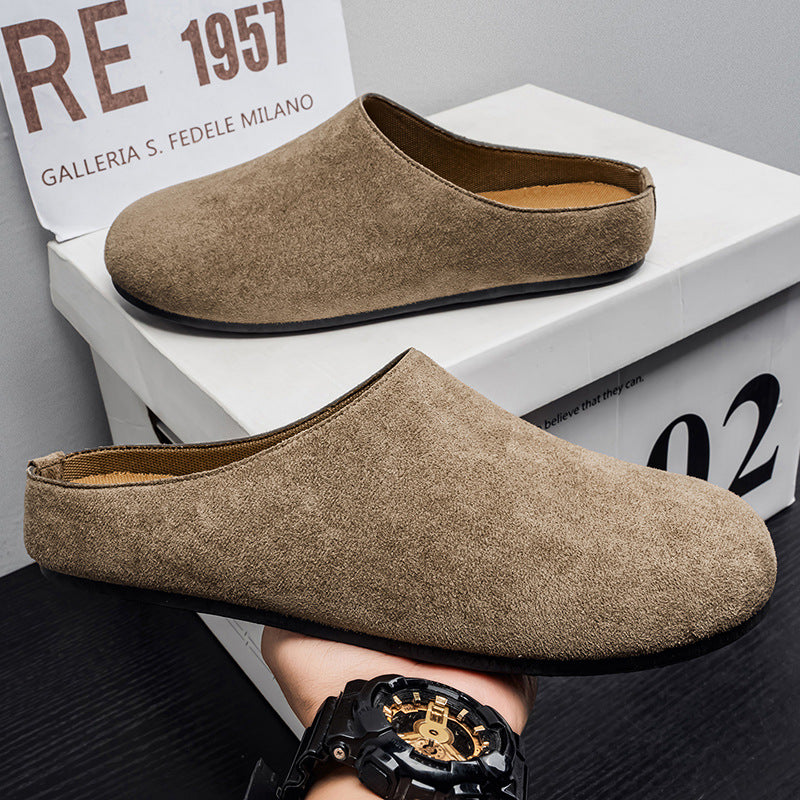 Soft bottom mule slippers for men winteroutwear old money style lazy casual slip-on men's birkenstock shoes toe-cap half drag