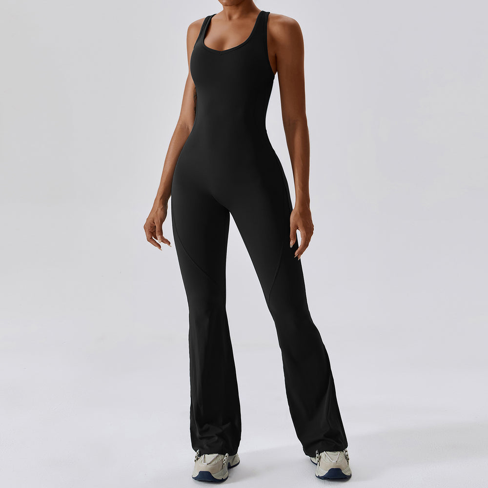 European and american quick-dry compression yoga outfit - dance, workout, and fitness - butt-lifting, tummy-control, bootcut one-piece yoga suit 8117