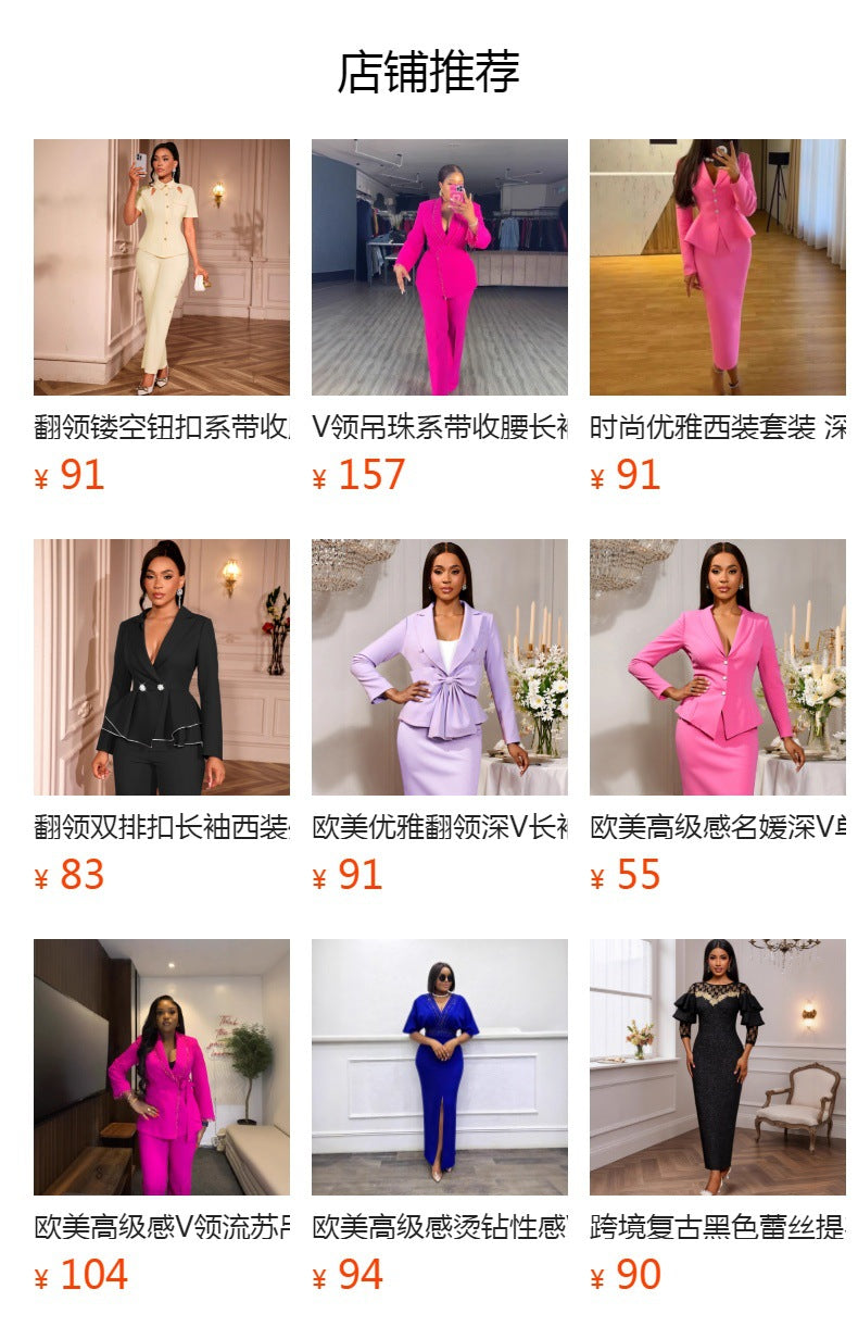 retrosexyv neck beaded long sleeves suit tops slit easiest for matchstraight-leg pants two-piece set