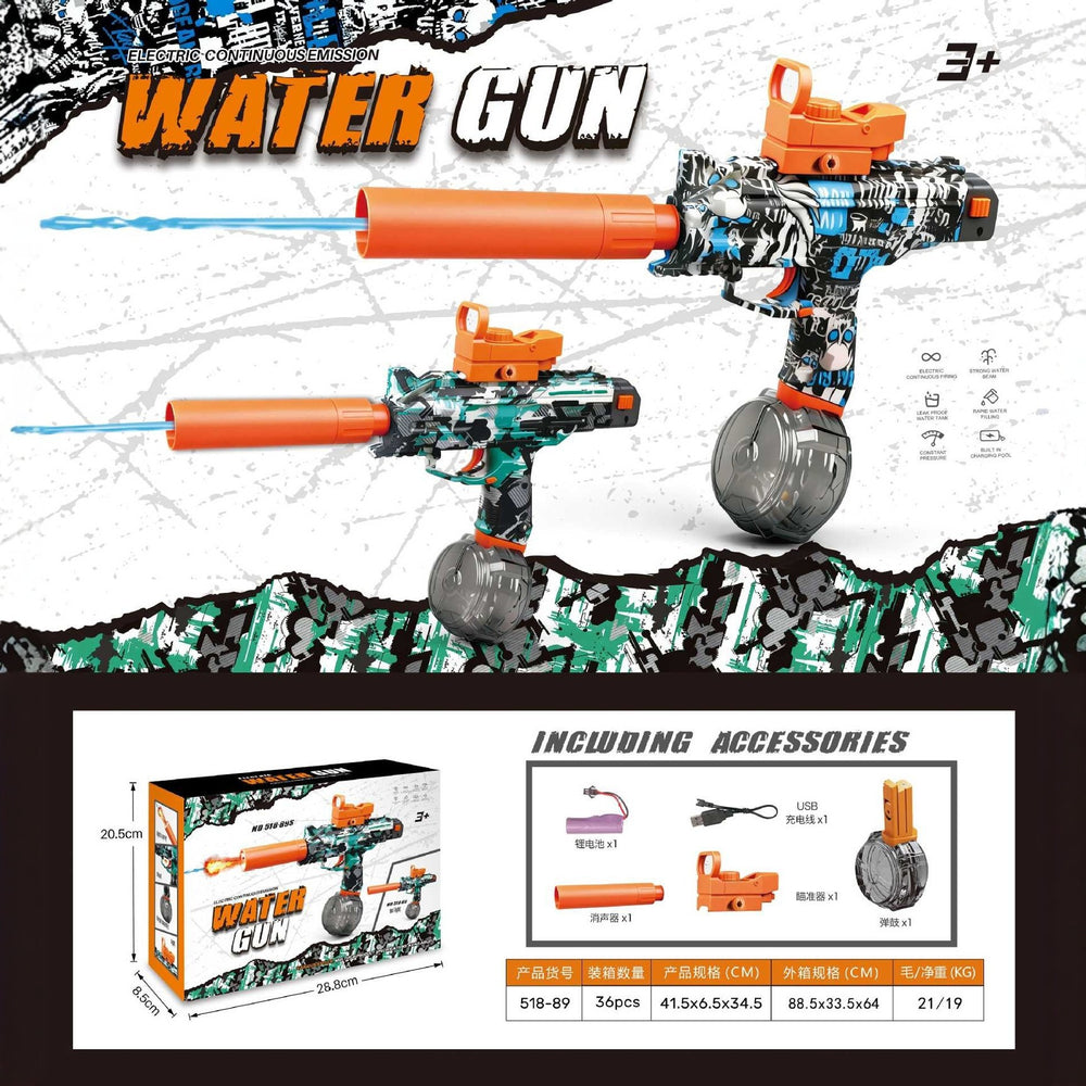 hot-selling uzi kids electric water gun toy large capacity reloading continuous water spray water fight toy wholesale