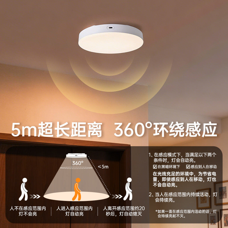 Rechargeable smart automatic radar motion sensor wireless remote control led ceiling light (no wiring required)