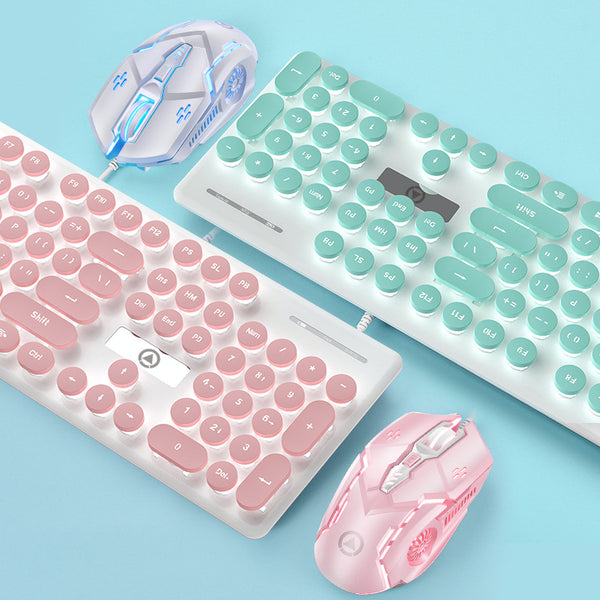 Silver carving V8 punk mechanical feel keyboard mouse set luminous game computer accessories wholesale