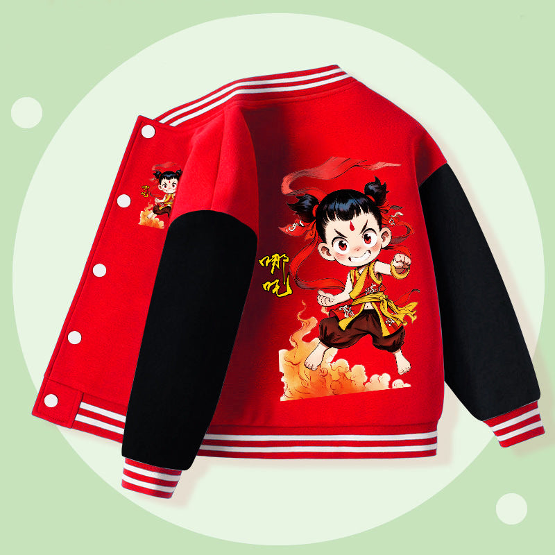 Boys and girls  spring autum nezha new arrivaleasiest for matchtops small and medium-sized children spring outwearkids baseball uniforms