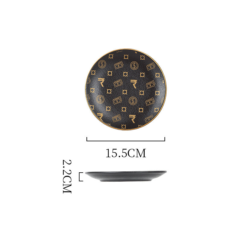 Creative black matte steak plate western dinner plate home nordic high-end dinner plate flat plate with rim restaurant hotel
