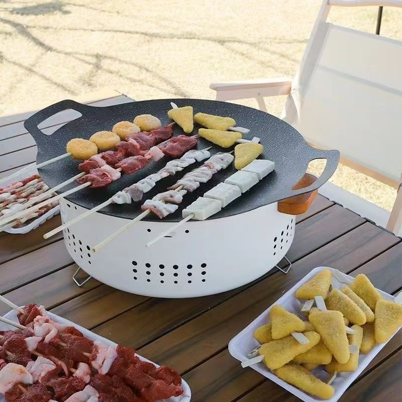 Household oven convenient round oven tea making barbecue multi-function barbecue grill outdoor barbecue charcoal