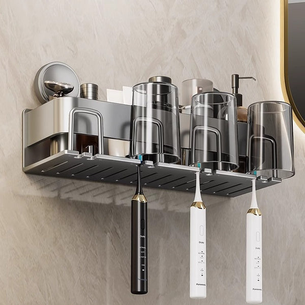 Suction cup, toothbrush shelf, bathroom wall hanging, household mouthwash cup, toothpaste, electric toothbrush shelf, washing table storage