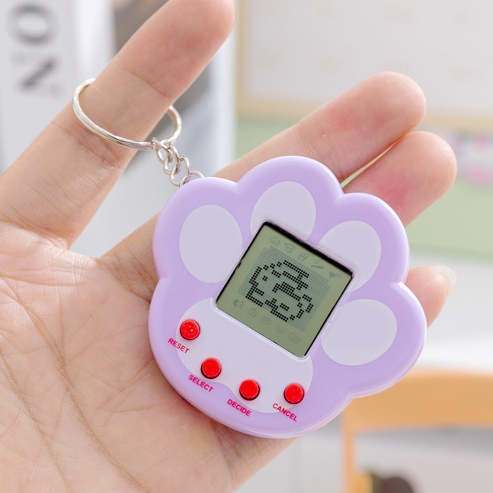 cartoon cat paw game console toy - cute & creative mini electronic pet machine keychain charm for kids