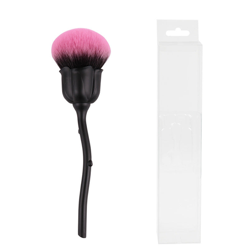 New gold electroplated rose powder brush, large soft bristle nail art dust brush, single pack floral makeup brush