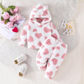 new european and american cross-border printed bear fleece hooded two-piece set for boys - hot seller, direct from the manufacturer