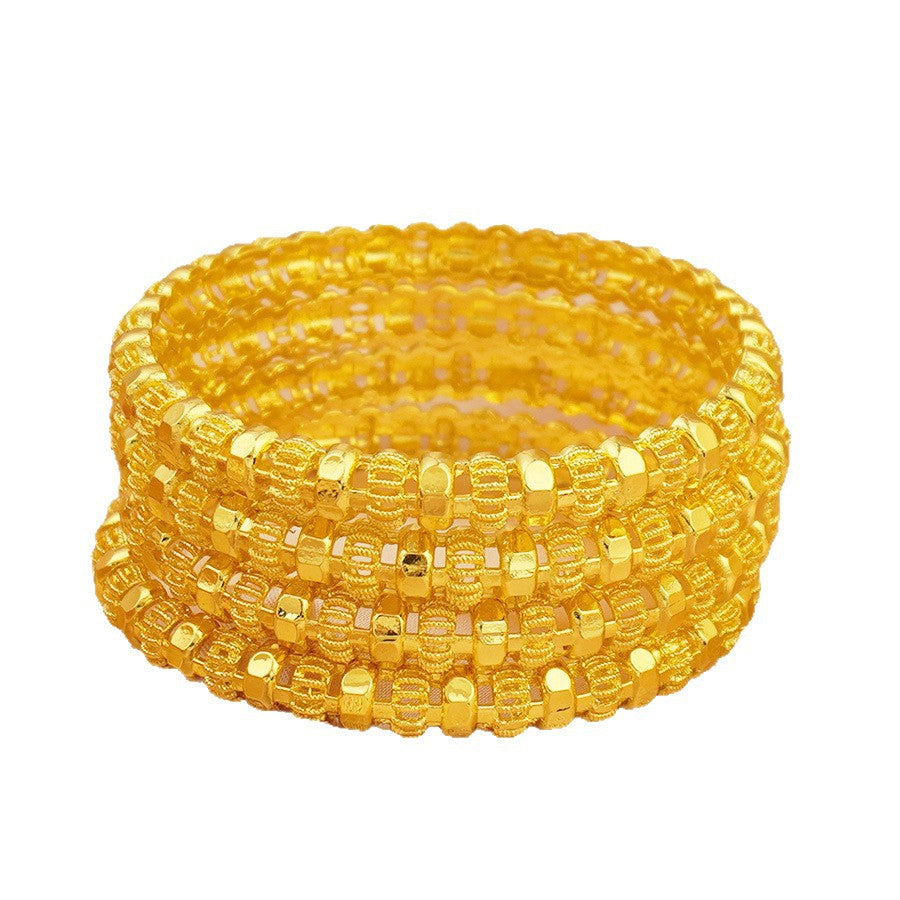 wholesale 24k gold plated bangle dubai wedding indian nigerian women's bridal gold sand bangle jewelry
