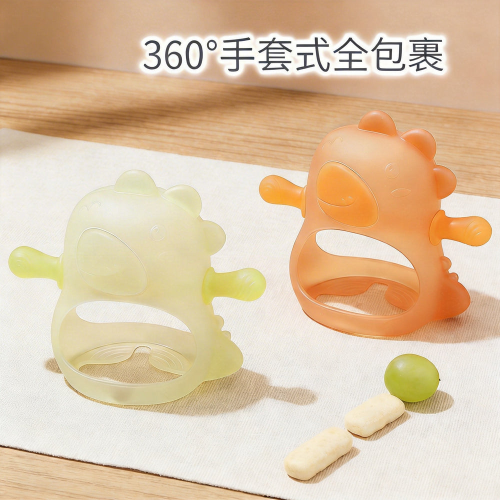 Source factory dinosaur infant teether chewing gum bite fun water-boiled liquid silicone anti-eating hand baby molar stick