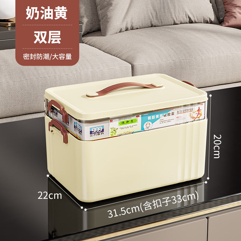 Medical box Household large-capacity portable first aid medicine storage box Multi-layer portable plastic large transparent medicine box