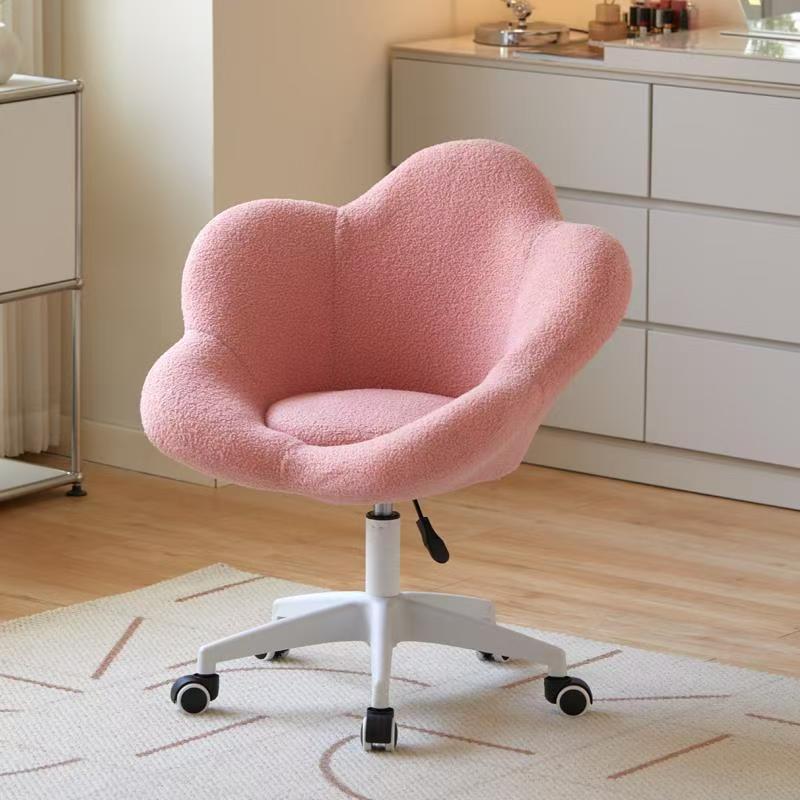 Cosmetic chair girls bedroom petal chair dressing table rotating chair for home cream style manicure chair lambswool chair