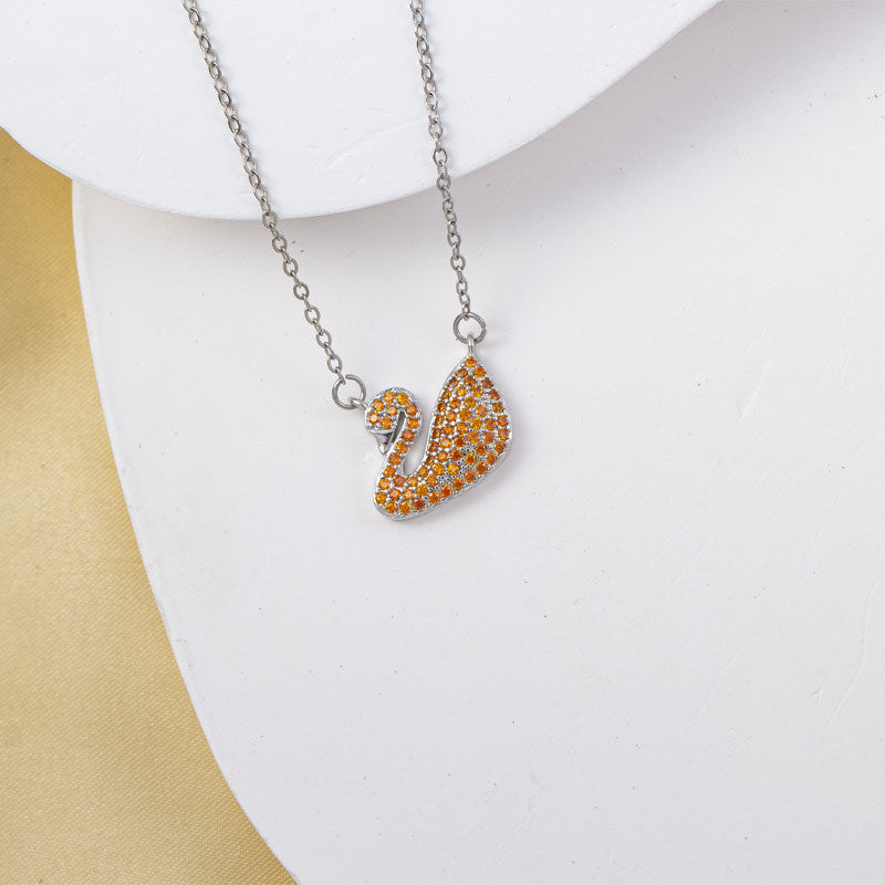 [copper inlaid with zirconium] necklace for women cross-border gemstone swan pendant niche high-end electroplated clavicle chain jewelry wholesale