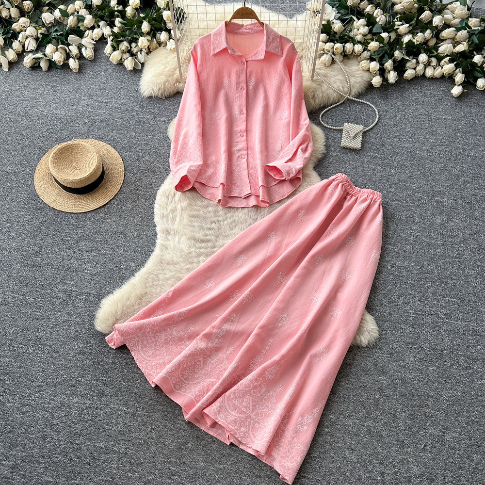 French chic lantern sleeve cardigan & high-waisted midi skirt two-piece set - women's autumn slimming & elegant commute outfit
