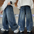 Boys' jeans - autumn collection, scimitar style, korean fashion, new spring/autumn styles, mid-to-large size, stylish wide-leg trousers for kids