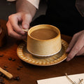 Classyretro coffee cup and saucer suit creative stoneware latte art cup for home high-end exquisite mug and saucer