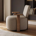 Scandinavian living room casual wabi-sabi style white ash wood cashmere fabric for home business backrest casual single sofa chair