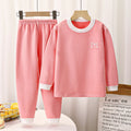 Kids' boneless fleece-lined turtleneck thermal underwear set - new autumn collection for boys and girls - striped, extra thick, warm innerwear set