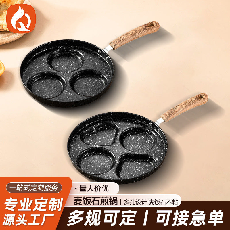 Wow customized medical stone porous frying pan for homeheart smiling face small pan breakfast omelette handy gadget non-stick pan