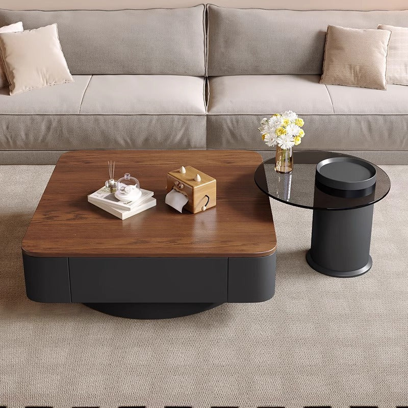 Chinoiserieretro solid wood coffee table living room for home small apartment medieval style walnut color solid wood square coffee table combination