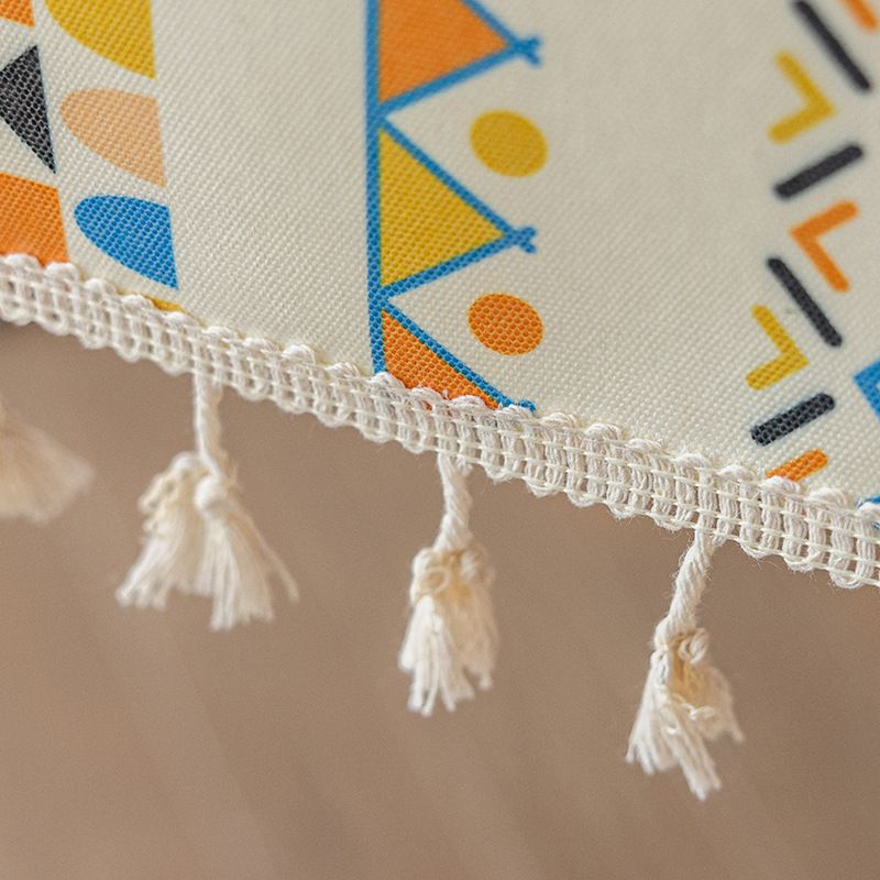 Bohemian nordic style tablecloth - cotton linen, no-wash, ethnic design, rectangular with tassels, camping tablecloth, waterproof and oil-resistant