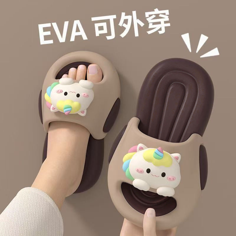 Eva unicorn kids' slippers - princess style, non-slip, breathable, odor-resistant, soft sole, baby outdoor sandals for girls