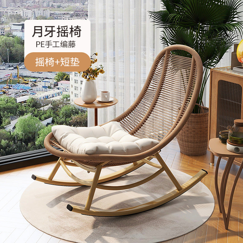 Rocking chair recliner adult garden balcony home leisure chair rattan chair outdoor patio chair lazy rocking chair adult
