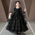 Ready-to-ship cross-border girls' evening gown, black flower girl dress, piano recital dress, little girl's hostess dress, performance princess dress