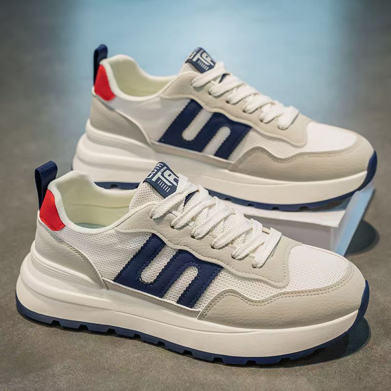 Men's shoes 2025 new winter mesh breathable versatile casual sneakers men's running chunky sole student dad shoes