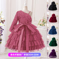 Export cross-border dress girl's oblique shoulder suspender cake skirt sequin strap bowskids princess skirt tutu skirt