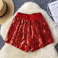 Heavy sequin sparklingshorts women's elastic waist easiest for matchslimming looka-line loose pants summernew arrival crotch casual pants