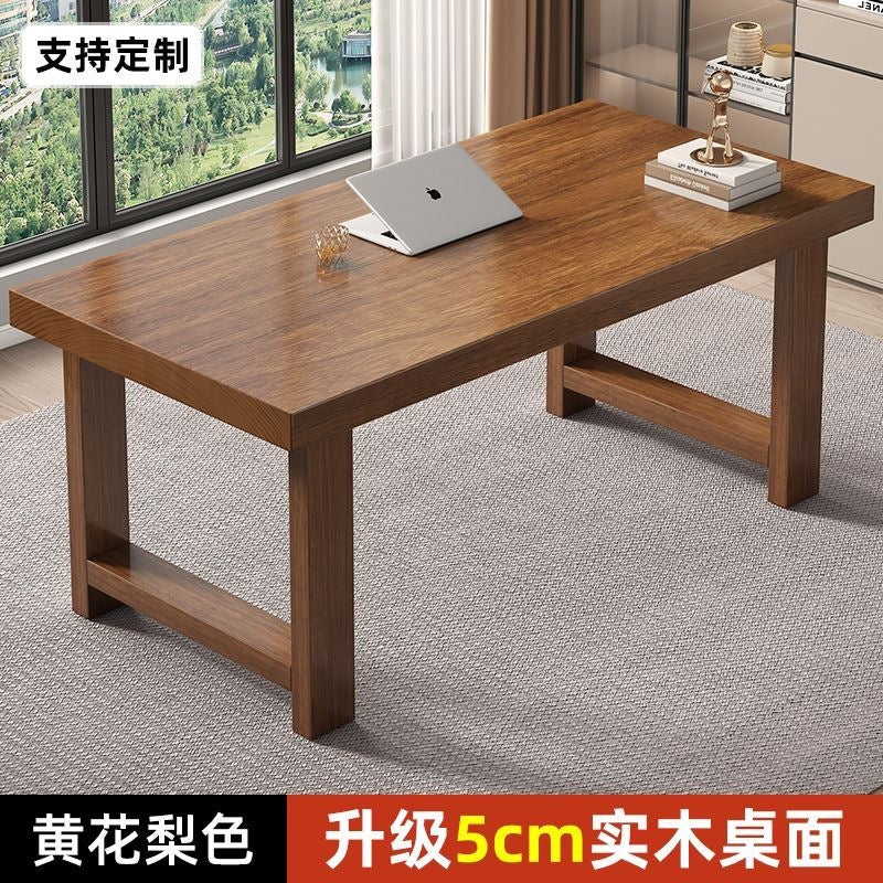 Solid wood desk - rectangular computer desk for bedroom, home office, and study - ideal for middle school students and workspaces