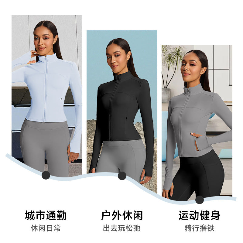 Fall and winternew arrival yoga sports jacket silmoutwear tight sports tops training running fitness clothing outwear women