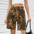 European and american cross-border  summer new arrivals:  &  washed casual retro leopard print slim-fit denim shorts