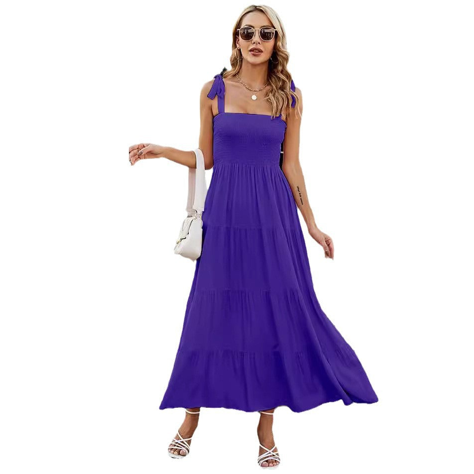 cross-border fashion summer women's  commuter sleeveless spicy girl print long slip dress